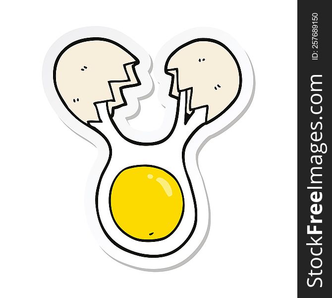 Sticker Of A Cartoon Cracked Egg