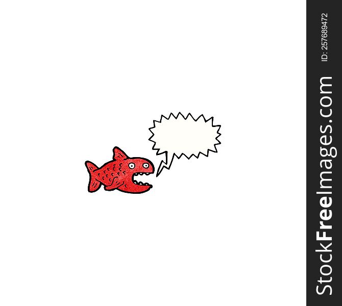 cartoon piranha with speech bubble