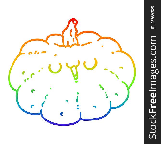 Rainbow Gradient Line Drawing Happy Cartoon Pumpkin