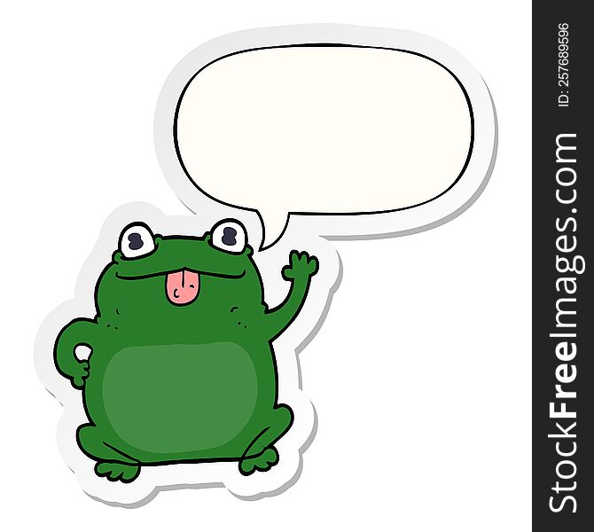 Cartoon Frog And Speech Bubble Sticker