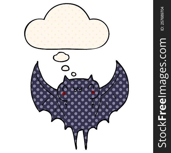 Cartoon Bat And Thought Bubble In Comic Book Style