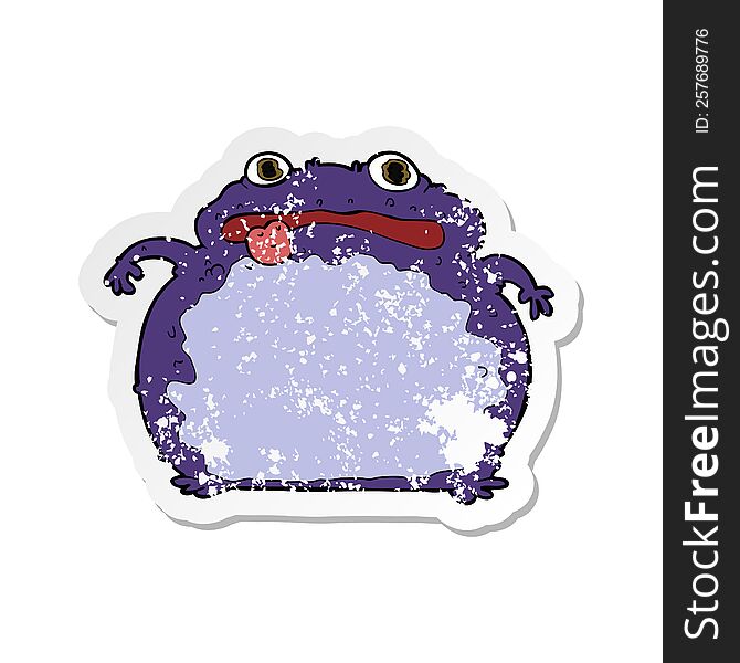 Retro Distressed Sticker Of A Cartoon Funny Frog