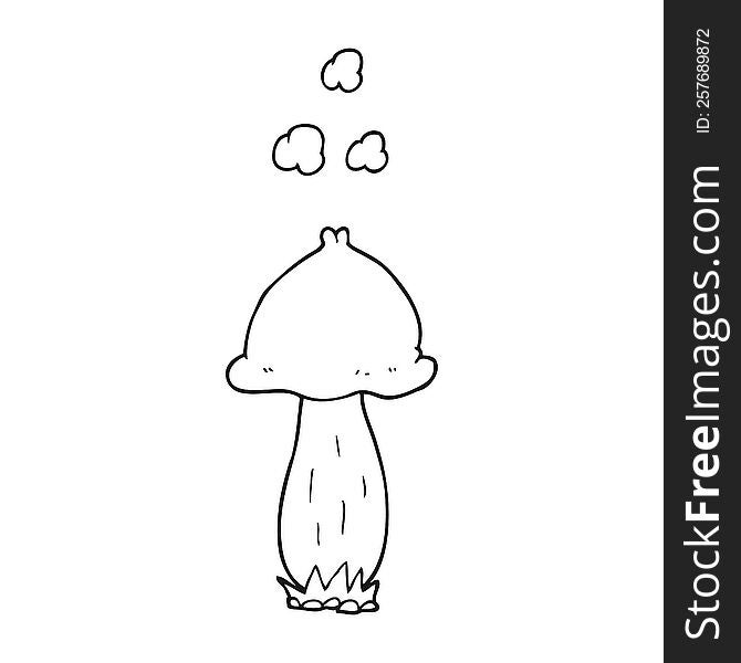 Black And White Cartoon Mushroom