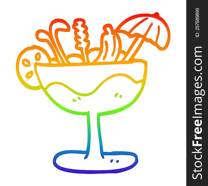 rainbow gradient line drawing of a cartoon cocktail