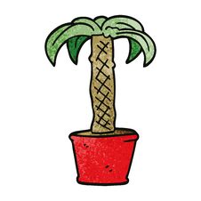 Cartoon Doodle Potted Plant Stock Photo