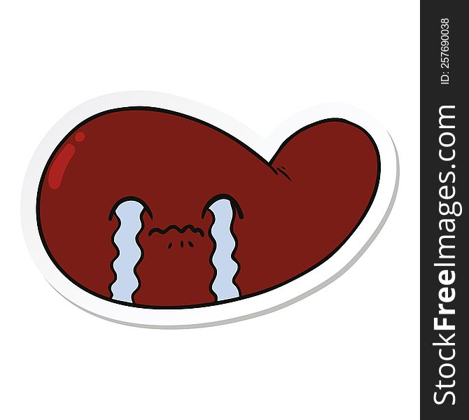 sticker of a cartoon gall bladder crying