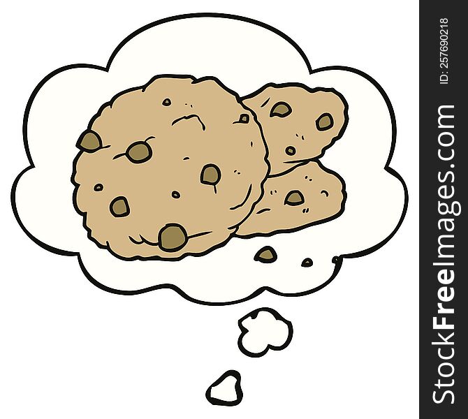 Cartoon Cookies And Thought Bubble
