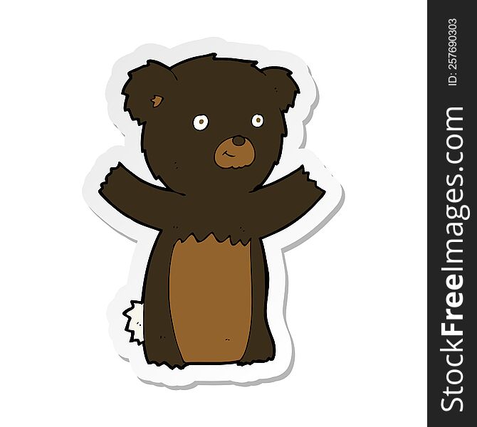 sticker of a cartoon black bear cub