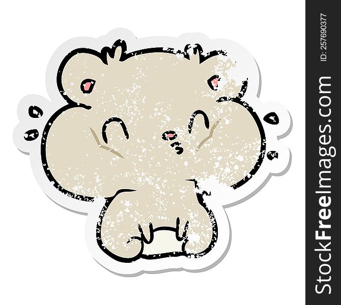 distressed sticker of a cartoon hamster