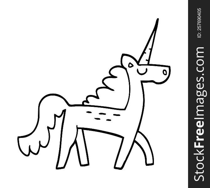 line drawing cartoon mystical unicorn