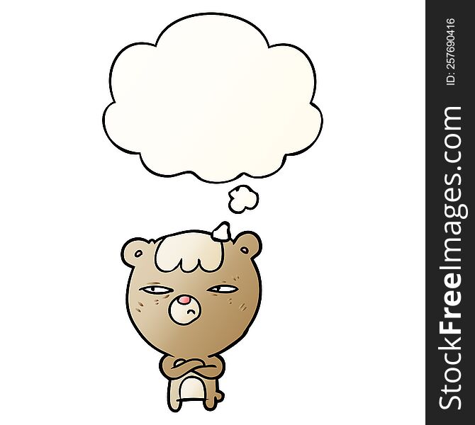 Cartoon Angry Bear And Thought Bubble In Smooth Gradient Style