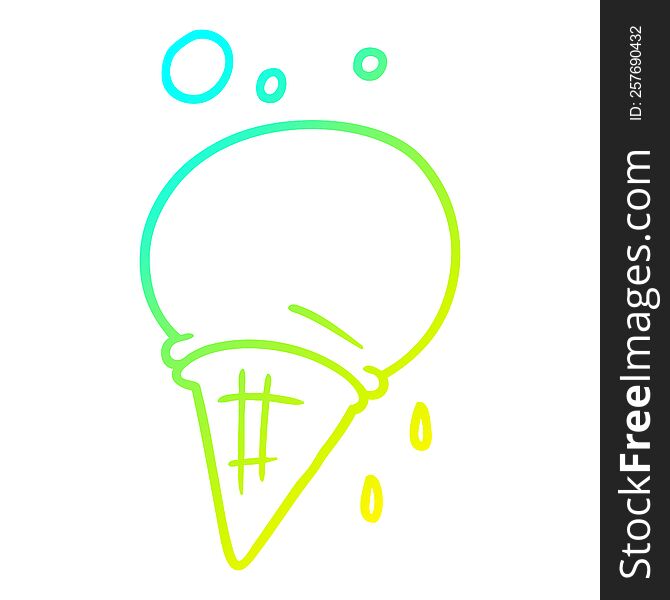 cold gradient line drawing cartoon ice cream