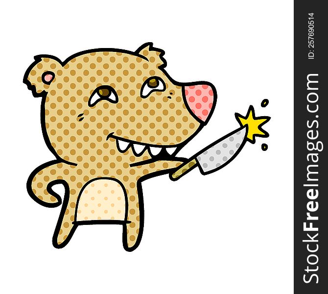 cartoon bear with sharp knife. cartoon bear with sharp knife