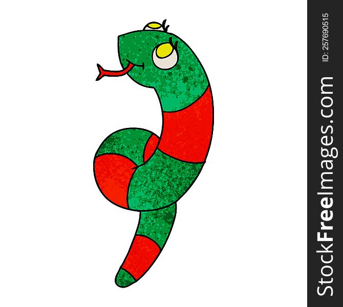 textured cartoon illustration kawaii of a cute snake. textured cartoon illustration kawaii of a cute snake