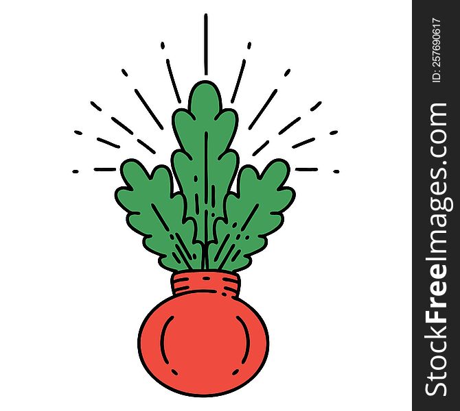 illustration of a traditional tattoo style house plant