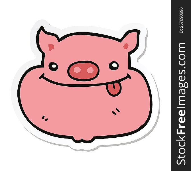 sticker of a cartoon happy pig face