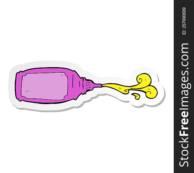 Sticker Of A Cartoon Squirting Bottle