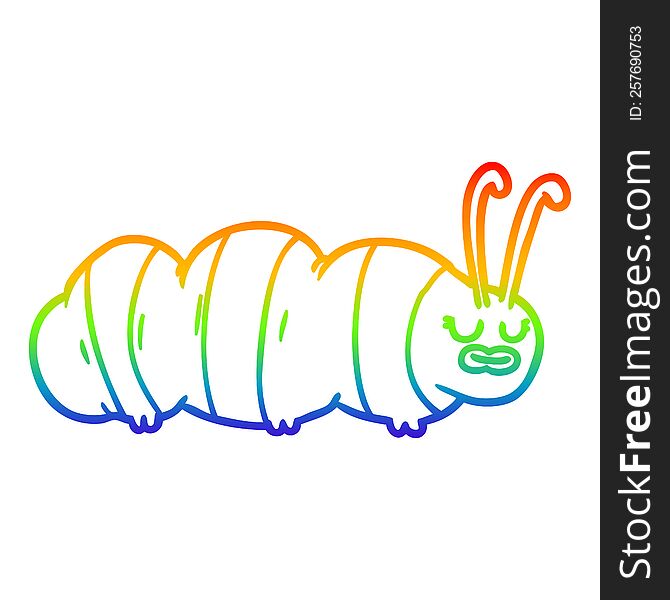rainbow gradient line drawing of a funny cartoon bug