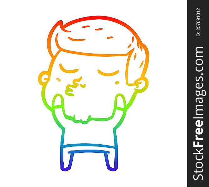 Rainbow Gradient Line Drawing Cartoon Model Guy Pouting