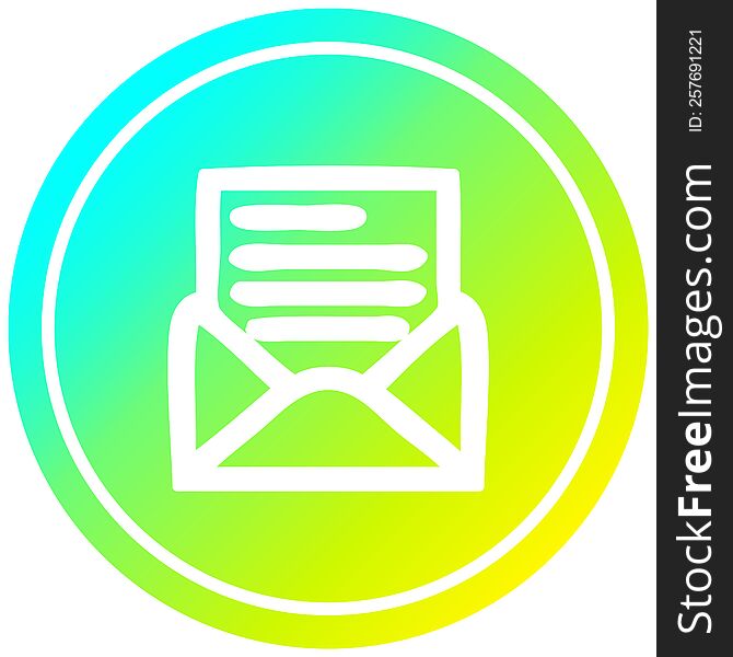 envelope letter circular icon with cool gradient finish. envelope letter circular icon with cool gradient finish