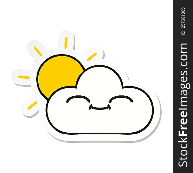 Sticker Of A Cute Cartoon Sunshine And Cloud