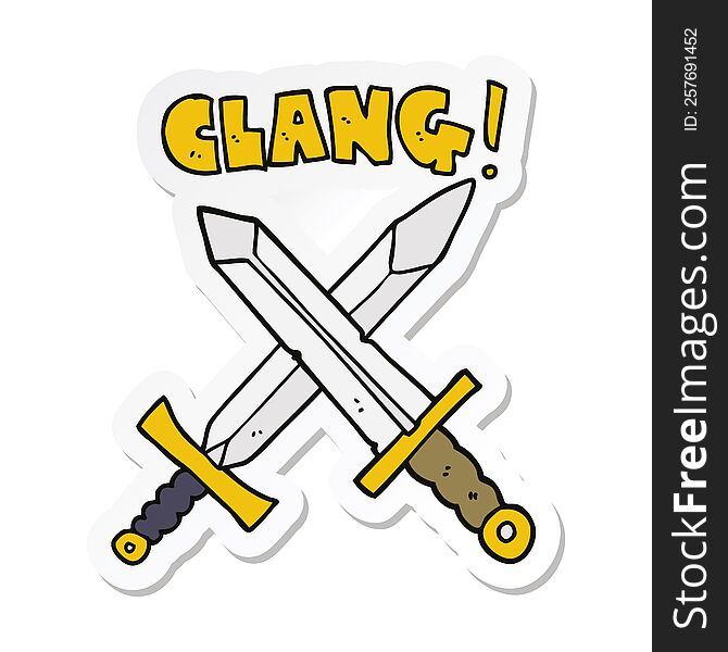 sticker of a cartoon sword fight
