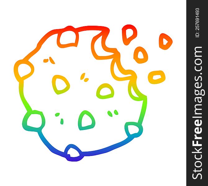 Rainbow Gradient Line Drawing Cartoon Chocolate Biscuit