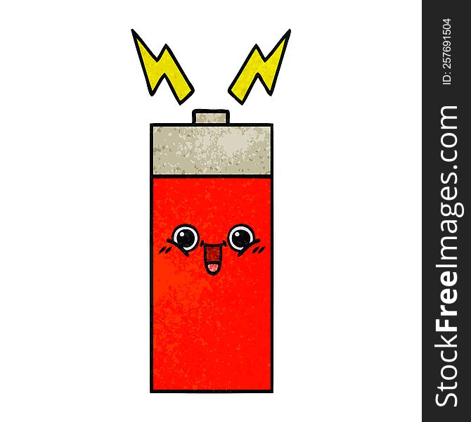 Retro Grunge Texture Cartoon Battery