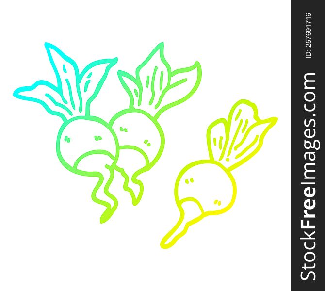 cold gradient line drawing of a cartoon healthy radish