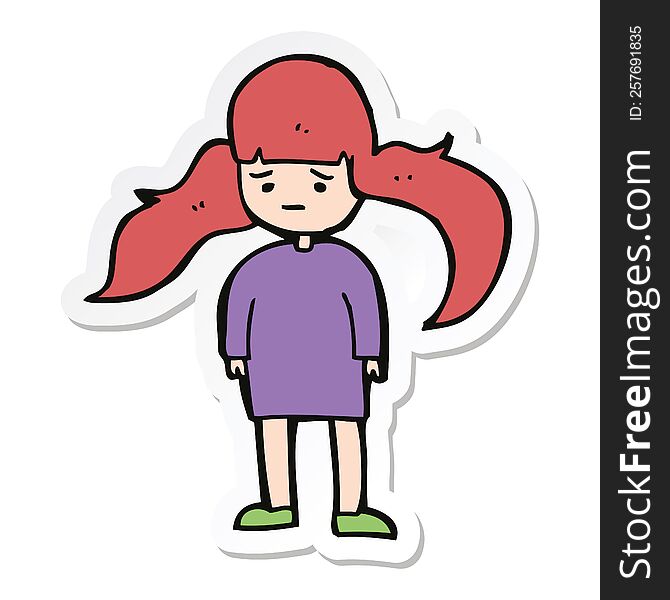 sticker of a cartoon girl with long hair