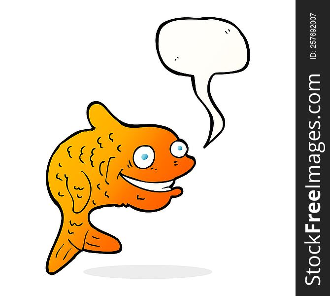 Cartoon Happy Fish With Speech Bubble