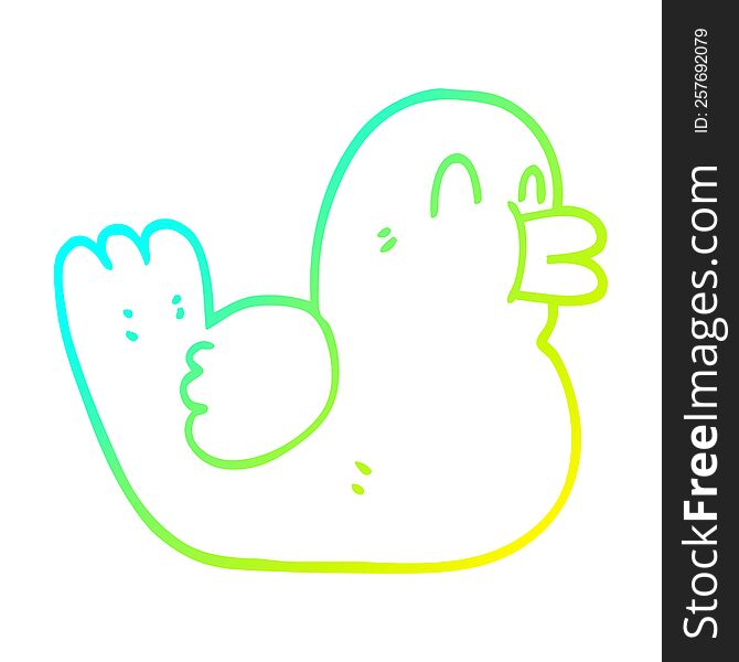 Cold Gradient Line Drawing Cartoon Happy Duck