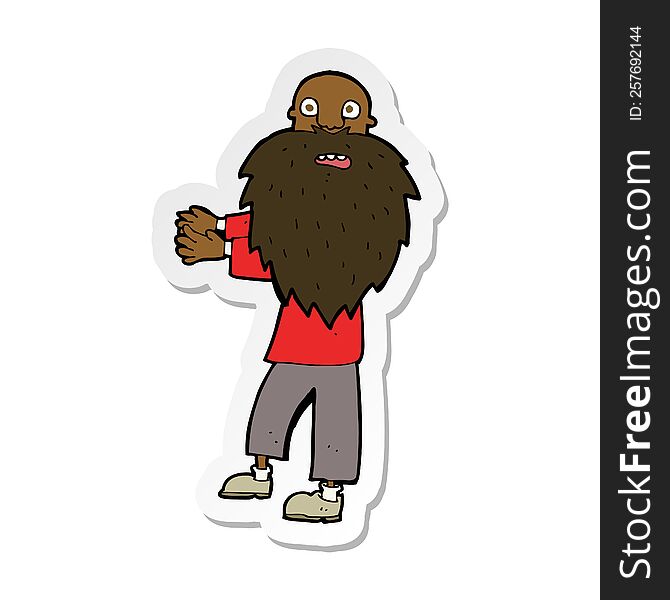Sticker Of A Cartoon Bearded Old Man