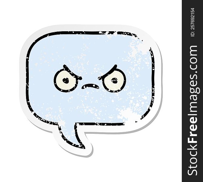 Distressed Sticker Of A Cute Cartoon Speech Bubble