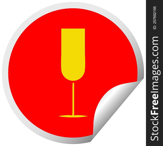 circular peeling sticker cartoon of a champagne flute