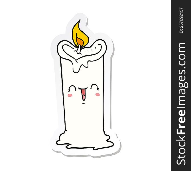 Sticker Of A Cartoon Happy Candle