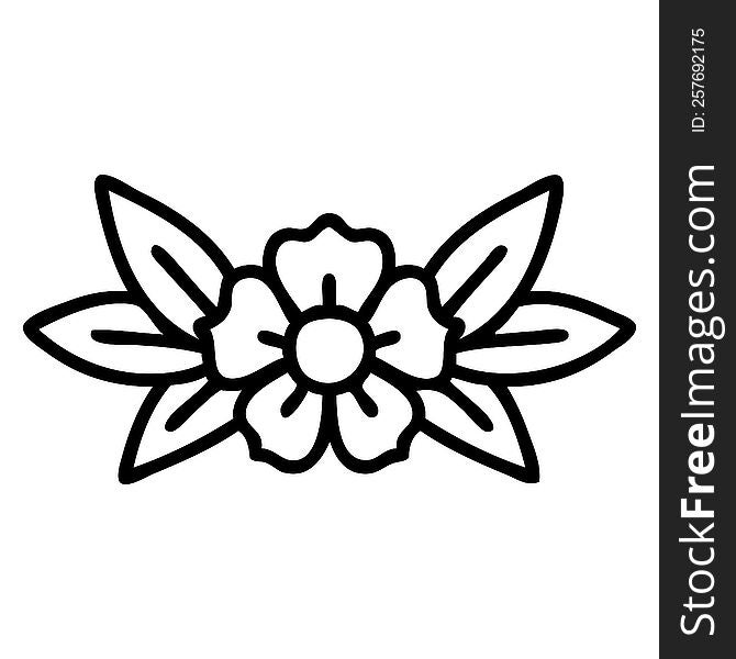 Black Line Tattoo Of A Flower