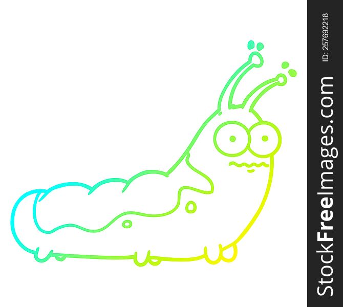 cold gradient line drawing of a funny cartoon caterpillar