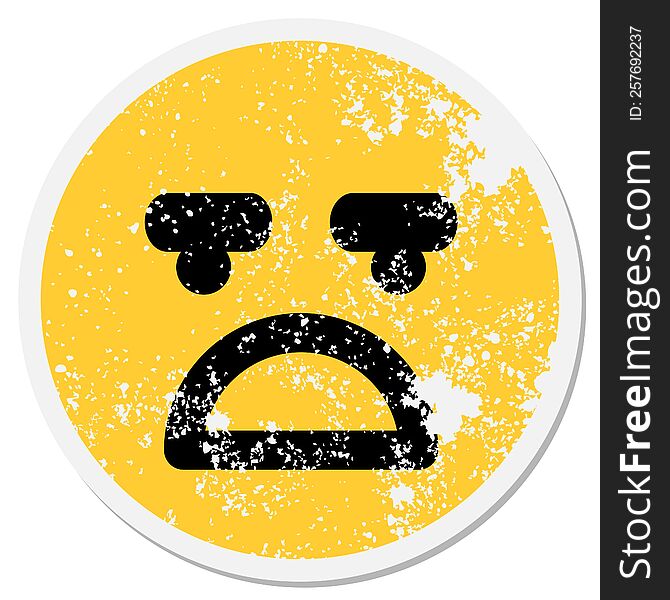 Displeased Face Circular Sticker