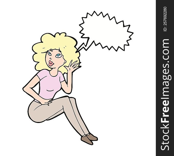 cartoon woman listening with speech bubble