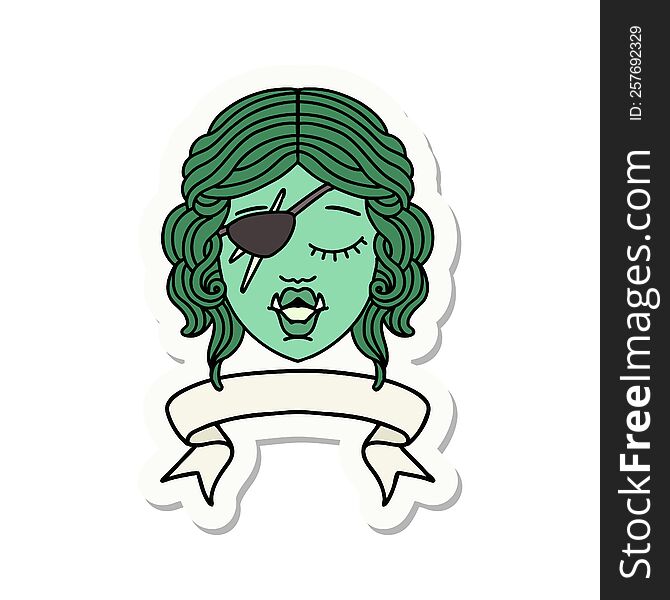 Orc Rogue Character Face With Banner Sticker