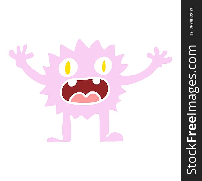 Flat Color Illustration Cartoon Funny Furry Monster