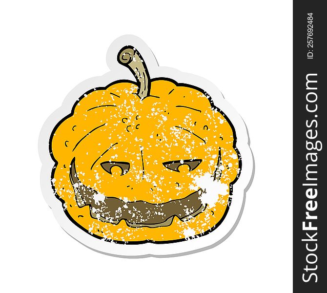 retro distressed sticker of a cartoon halloween pumpkin