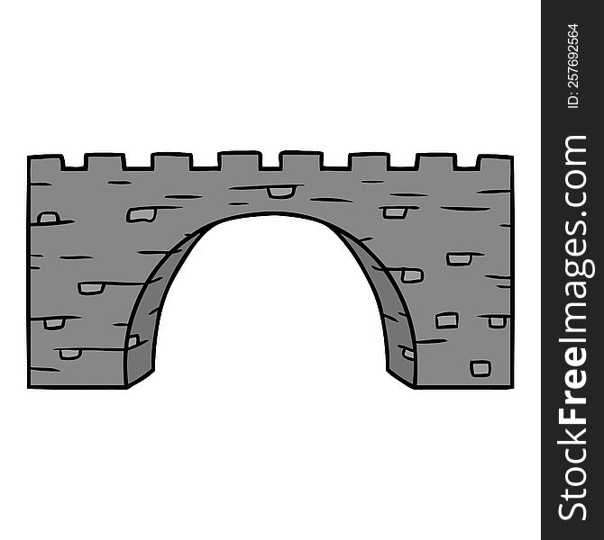 Cartoon Doodle Of A Stone Bridge