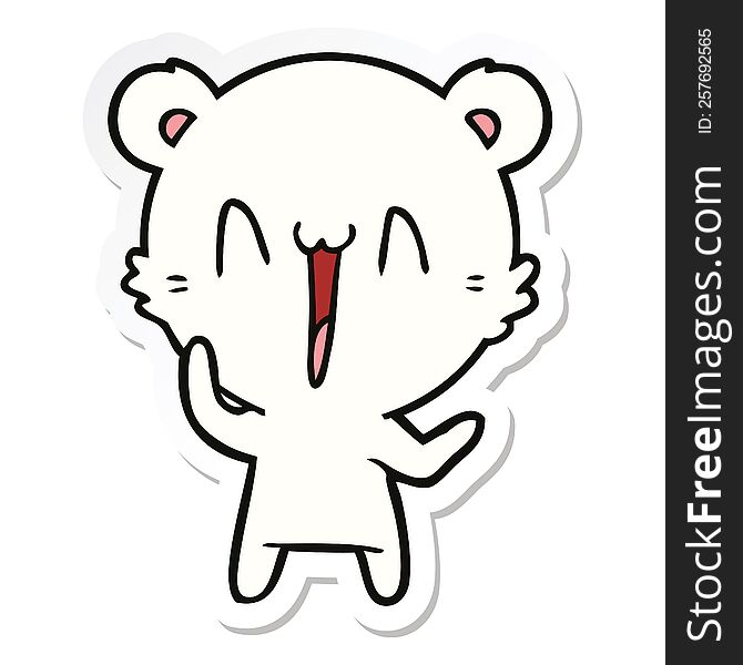 sticker of a laughing polar bear cartoon