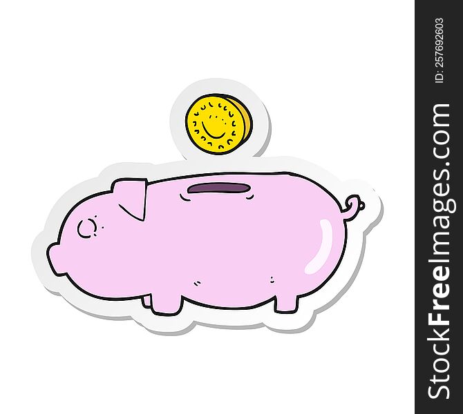 sticker of a cartoon piggy bank