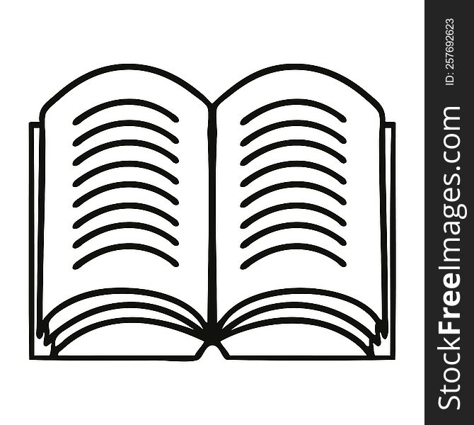 line drawing cartoon of a open book