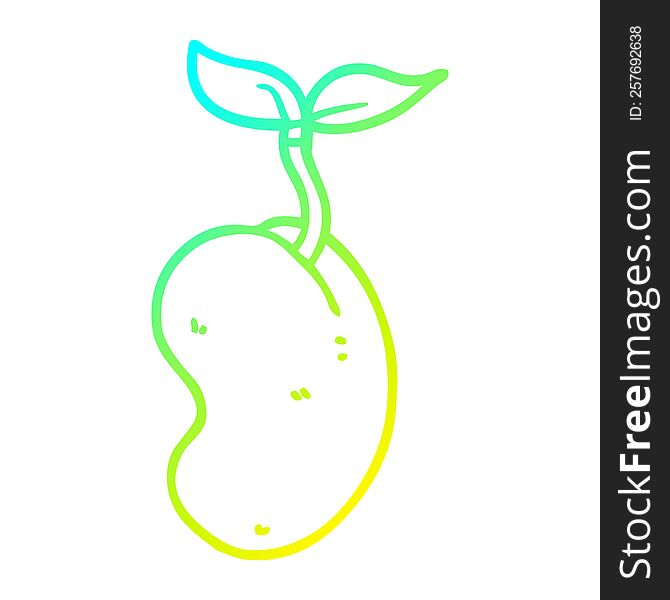 cold gradient line drawing of a cartoon sprouting seed