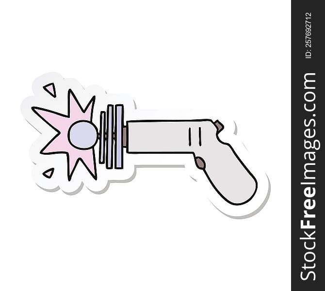sticker of a quirky hand drawn cartoon ray gun