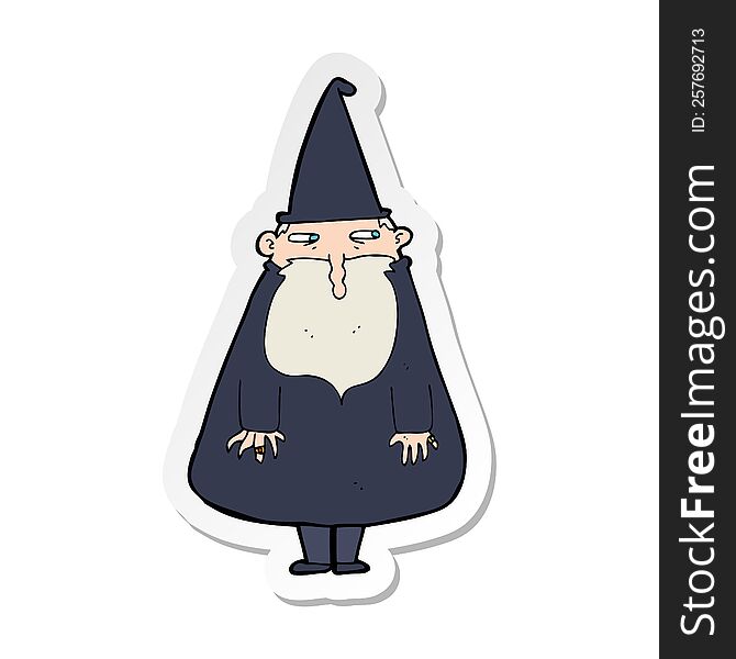 Sticker Of A Cartoon Wizard